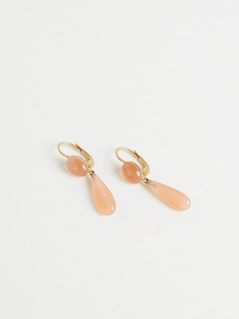 Anaconda New Oval Earrings in 18k Yellow Gold with 10.2ct Peach Moonstone