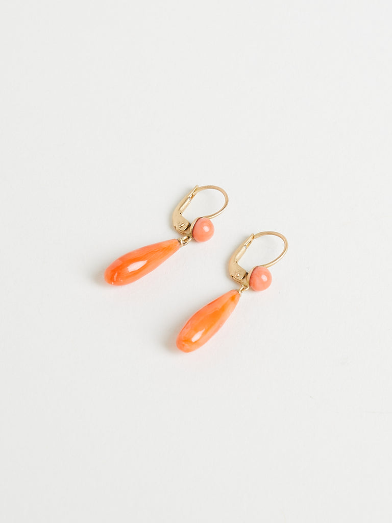 Anaconda Mia Drop Button Earrings in 18k Yellow Gold with 8.68ct Mediterranean Coral