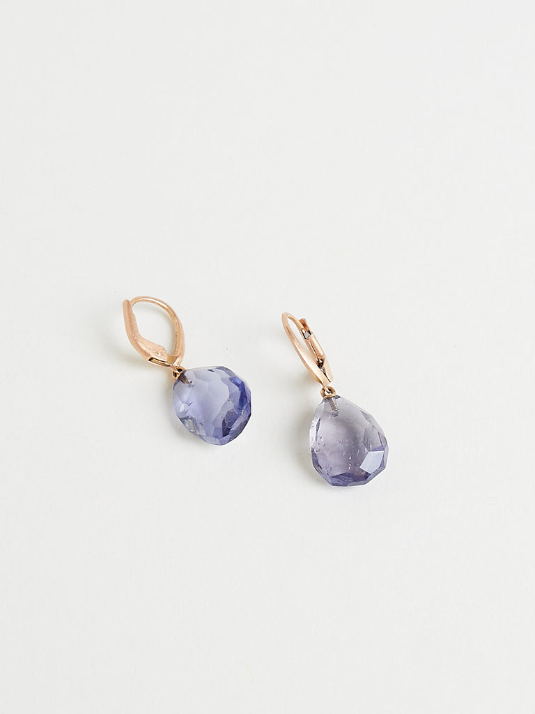 Anaconda Candy Momo Earrings in 18k Rose Gold with 12.05ct Iolite Faceted Drops