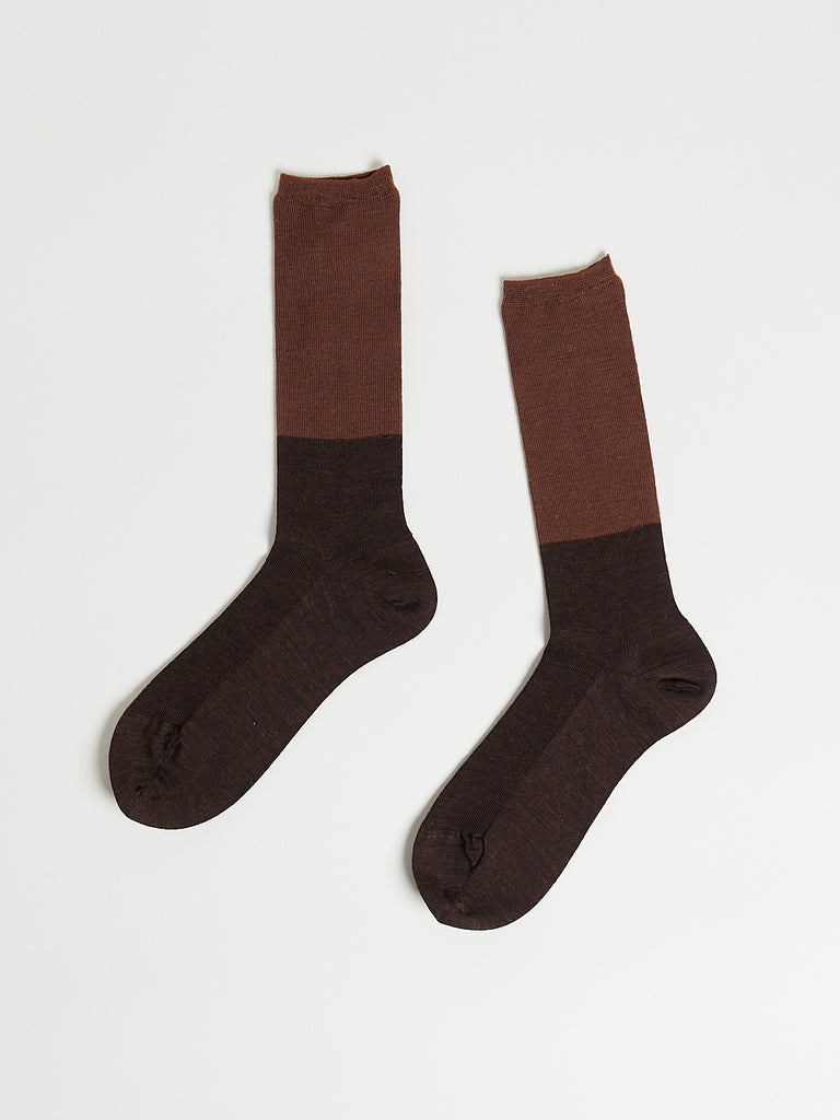 Antipast Two Tone Rib Socks in Brown