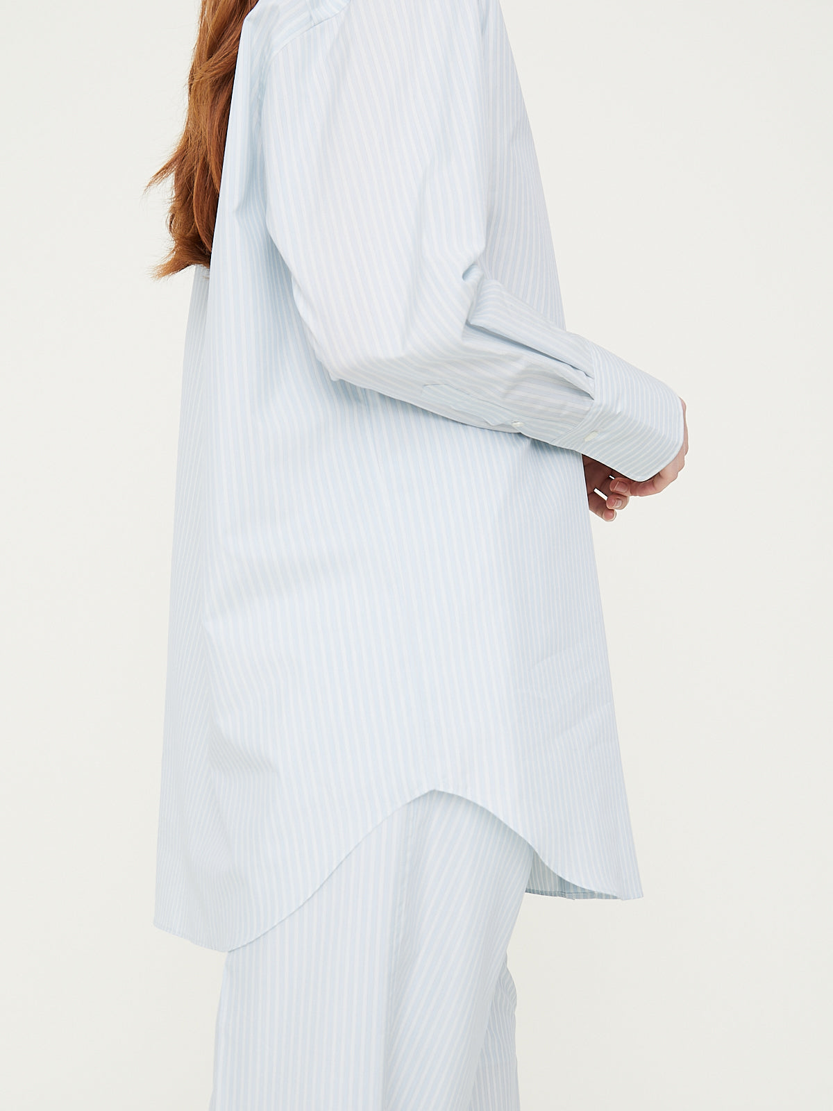 Finx Polyester Stripe Shirt in Light Blue Stripe