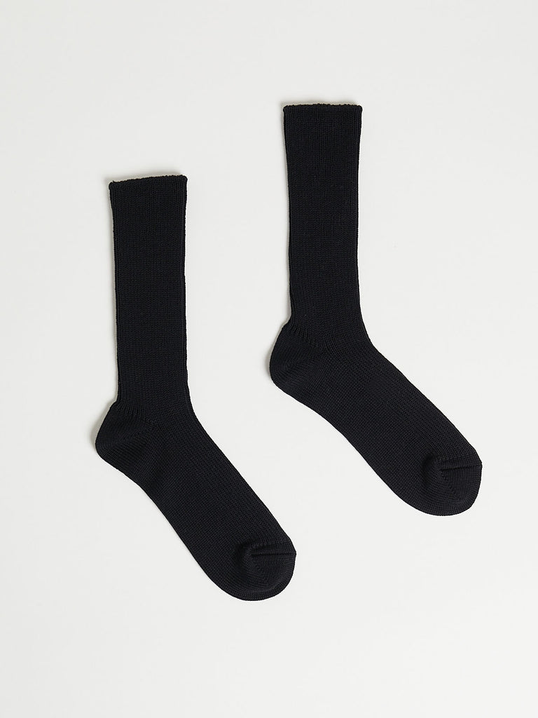 Auralee Cotton Cashmere Low Gauge Socks in Black
