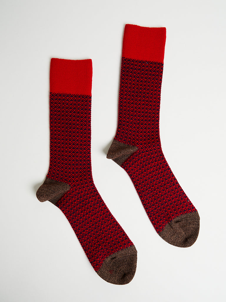 Babaco Tweed Jacquard Socks in Red