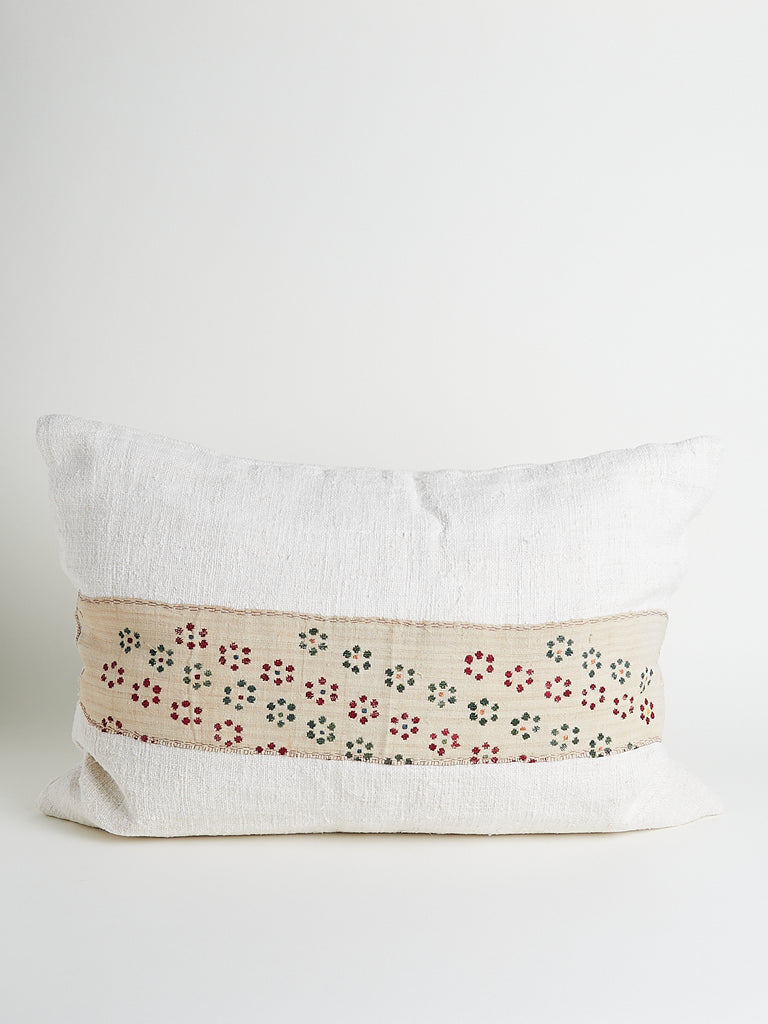 Boubix Opus Cushion with Small Flowers in Ecru