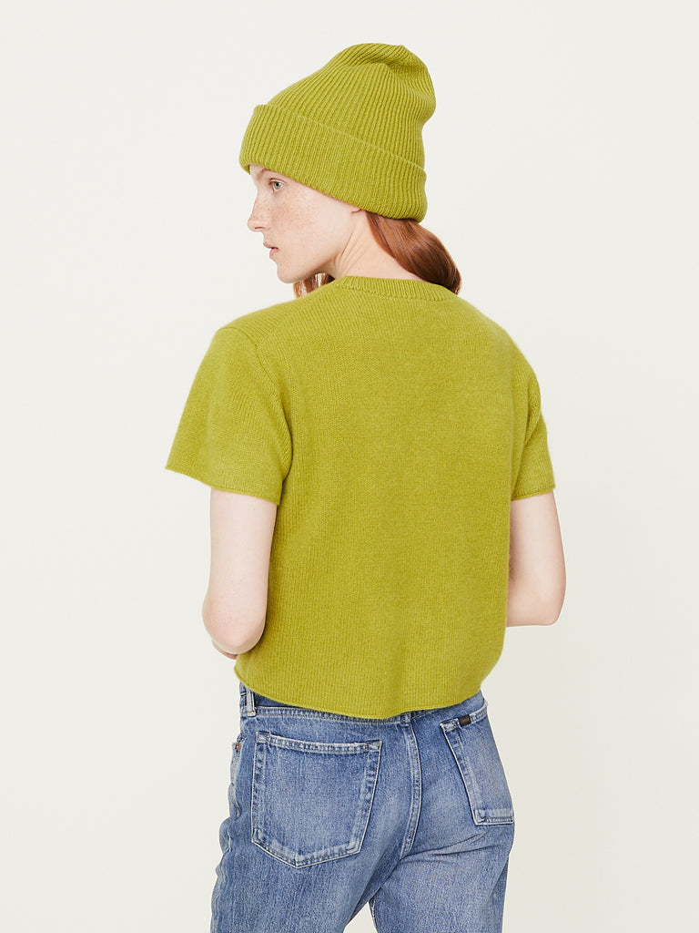 The Elder Statesman Knit SS Top in Snap Pea