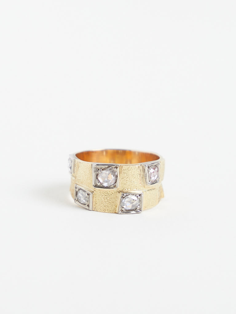 Fanourakis Klimt Ring in 18k Yellow Gold with 0.47ct Rose Cut White Diamonds
