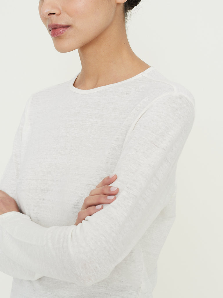 Gabriela Coll Garments No. 87 Linen Long Sleeve T-Shirt in White