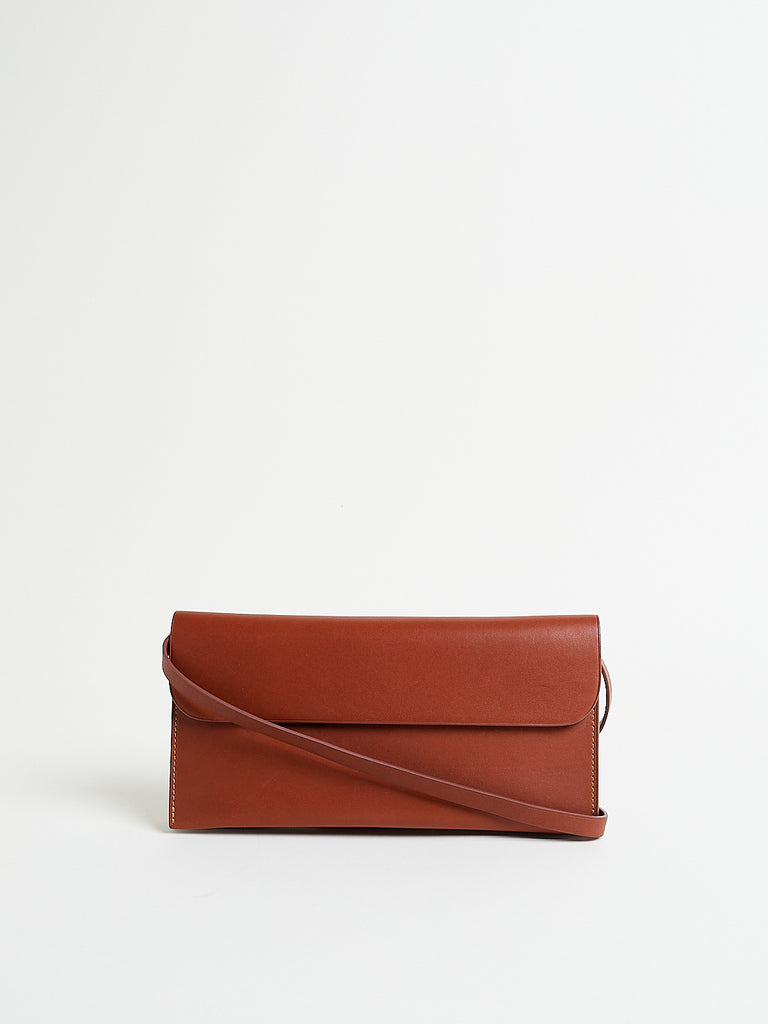Isaac Reina Round Flap Wallet with Strap in Honey