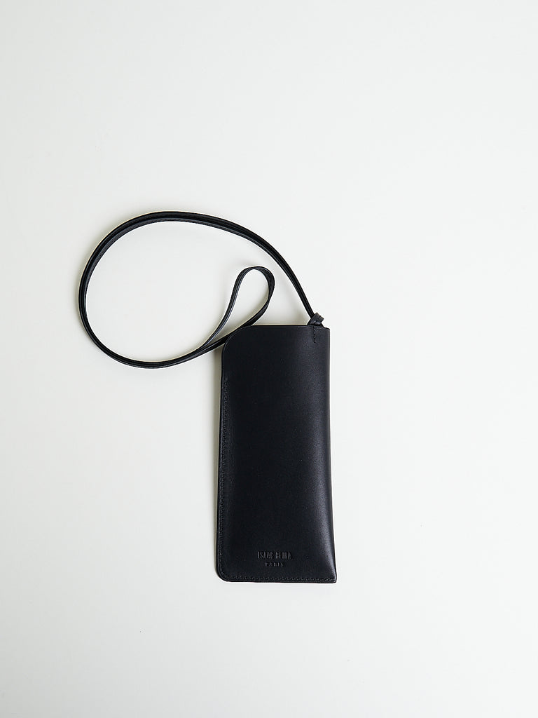 Isaac Reina Glasses Case with Neck Strap in Black
