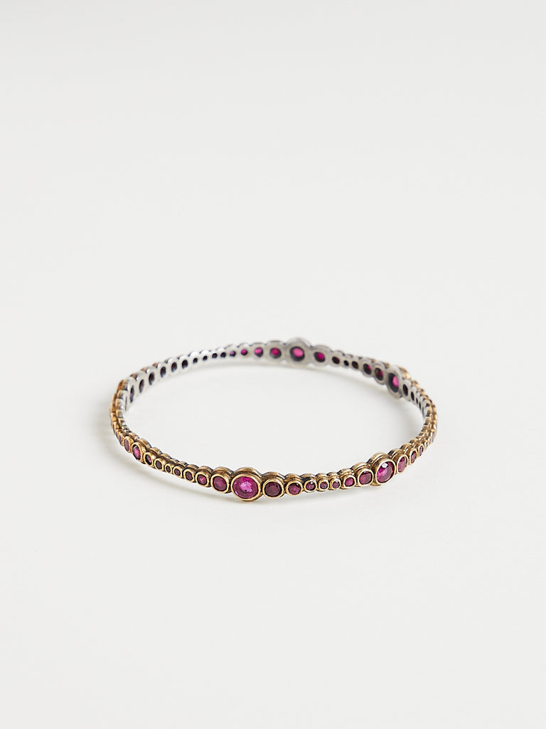 Judy Geib Ruby Bangle Bracelet in 22k Gold and Silver