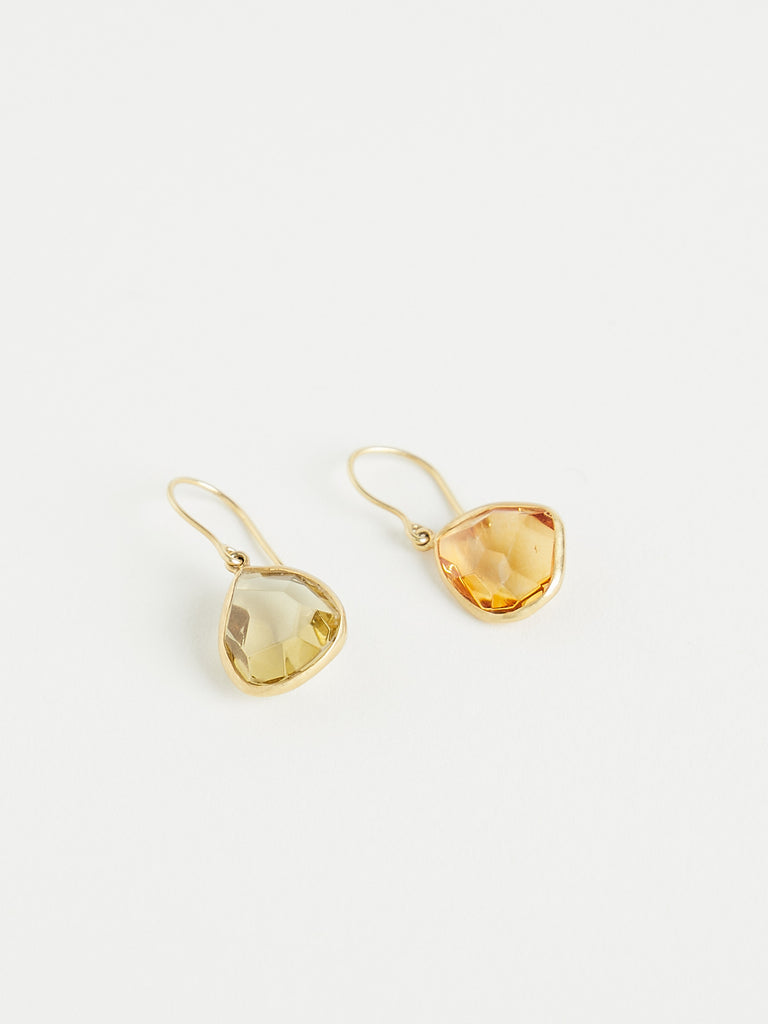 Pippa Small Citrine and Lemon Quartz Sing Drop Earrings in 18k Yellow Gold