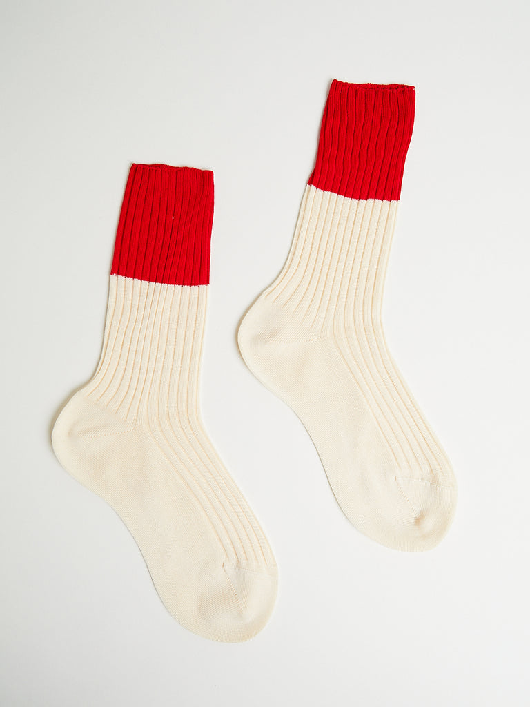 Sofie D'Hoore Four Crew Socks in Red/Butter
