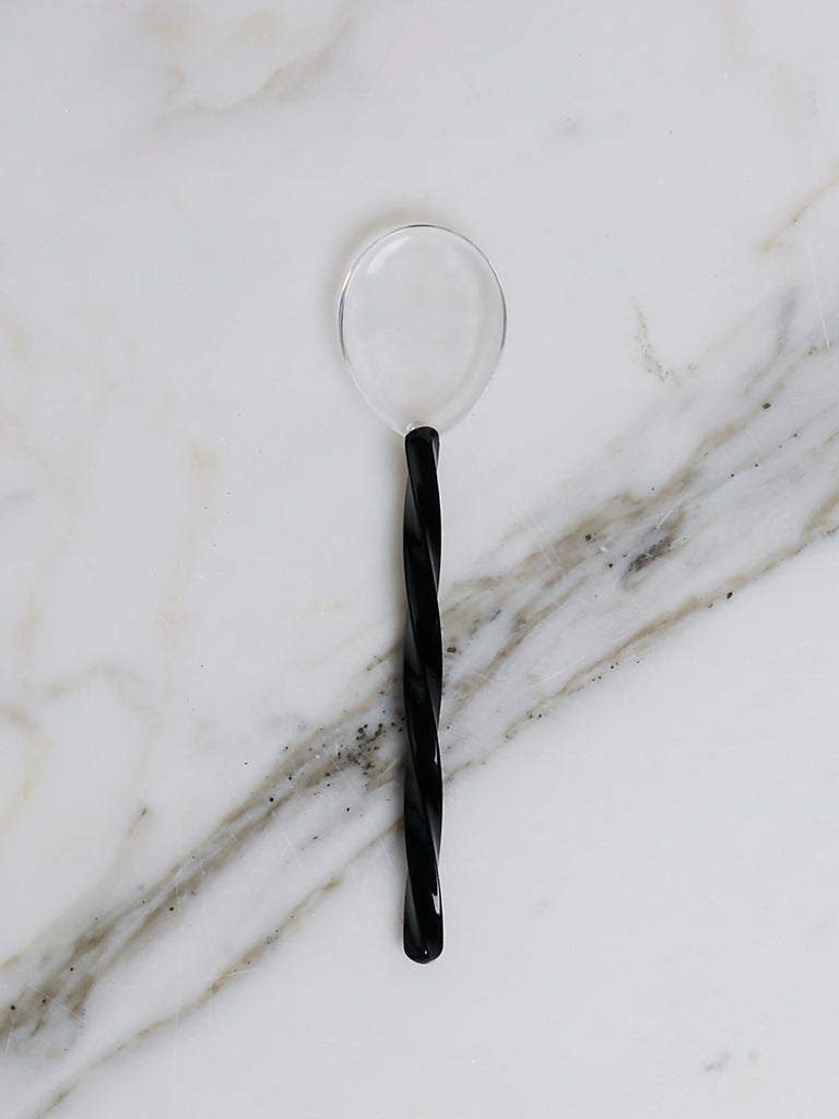Yali Twist Gelato Spoon in Black Glass