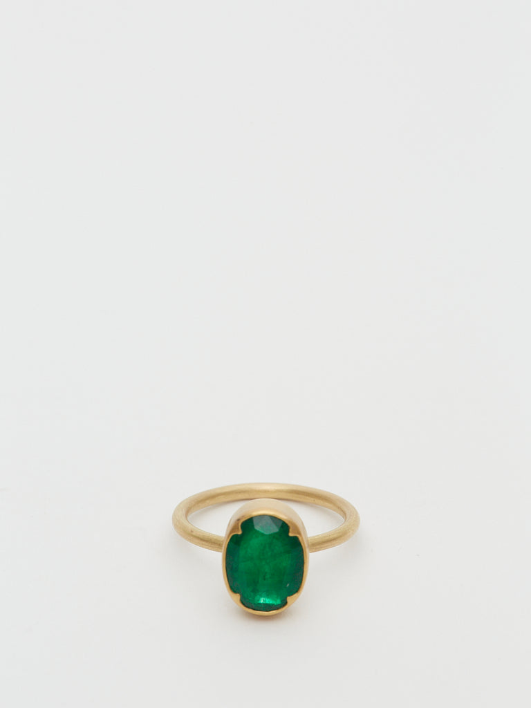 Gabriella Kiss 3.09ct Oval Zambian Emerald Ring in 18k Yellow Gold