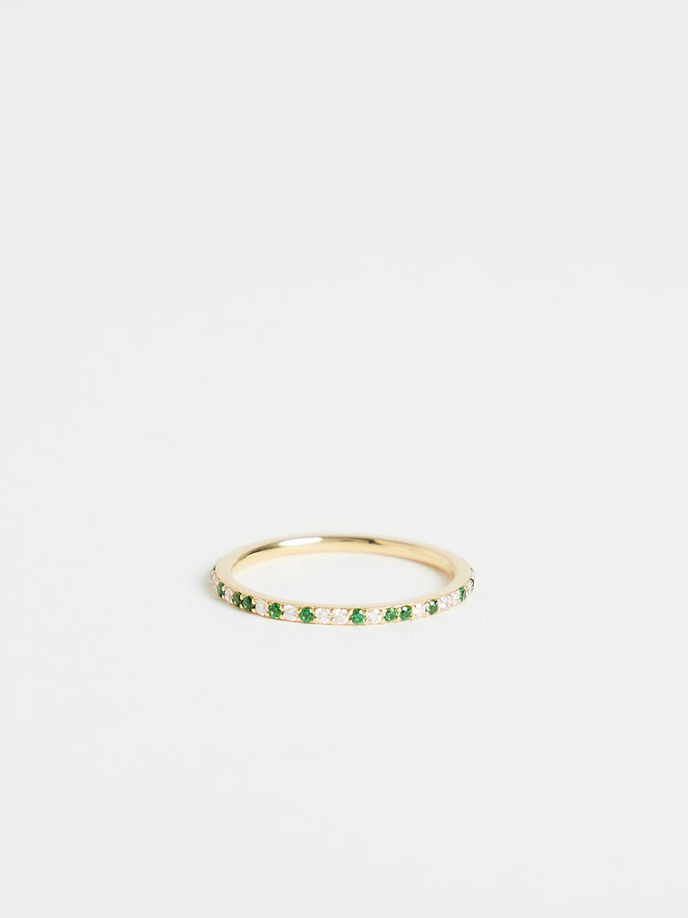 Raphaele Canot Leopard Ring in 18k Yellow Gold with Tsavorite and White Diamonds