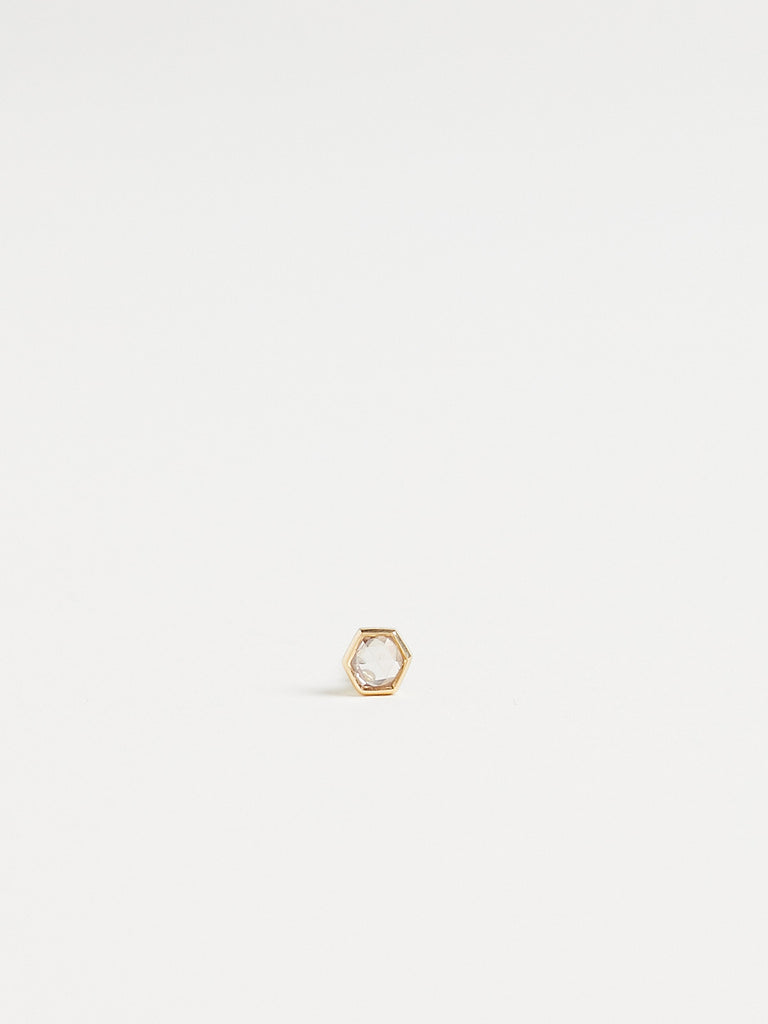 Myrto 001 Hexagon Phoebe Single Earring with 0.18ct Brown Diamond on 18k Yellow Gold