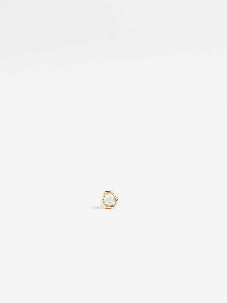 Myrto 002 Hexagon Phoebe Single Earring with 0.14ct Brown Diamond on 18k Yellow Gold