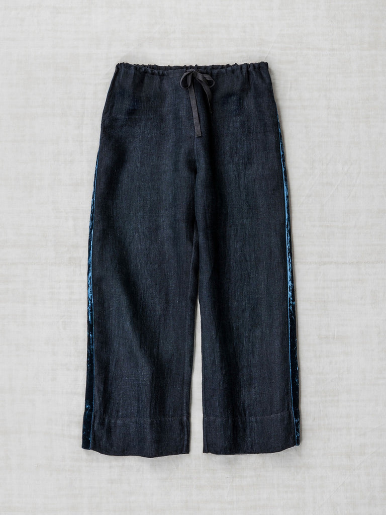 dosa Pants with Velvet Ribbon in Midnight
