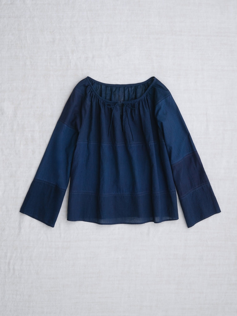 dosa - Patched Peasant Blouse in Indigo