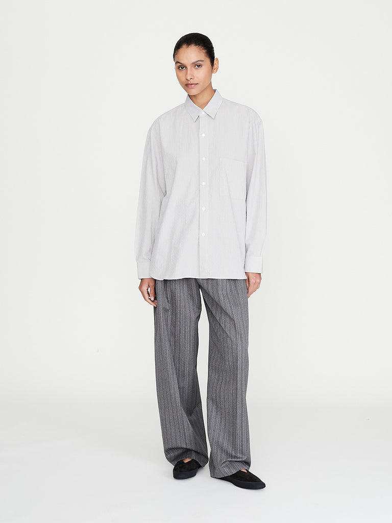 CristaSeya - Double Pleated Wide Pants in Black with White Stripes