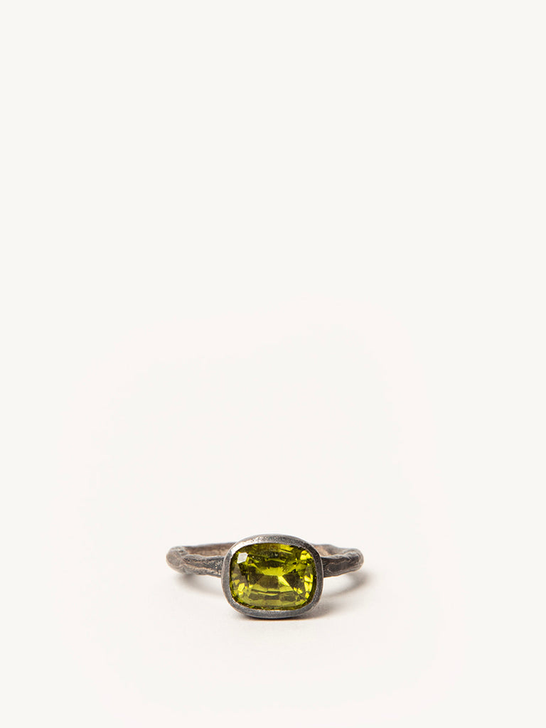 Disa Allsopp Silver Find Organic Ring with 2.5cts Cushion Cut Peridot