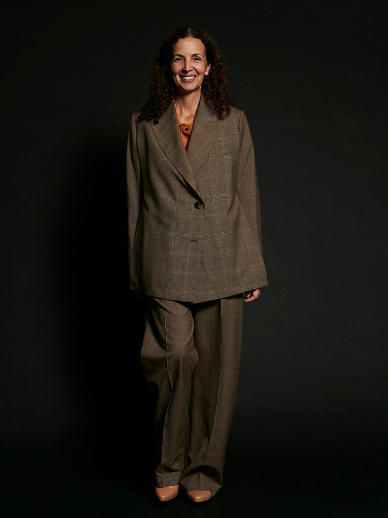 Eftychia Blazer with Hidden Pockets in Camel Check