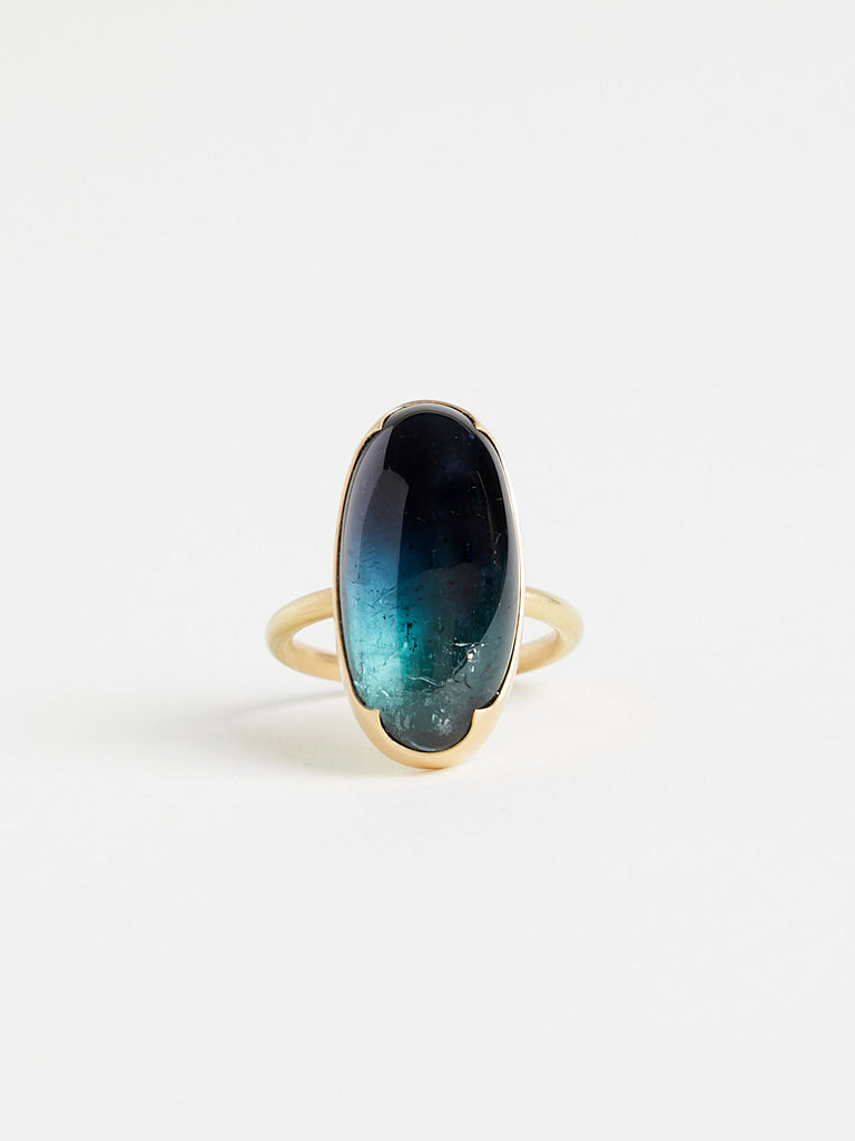 Gabriella Kiss 17ct Oval Indicolite Ring in 18k Yellow Gold