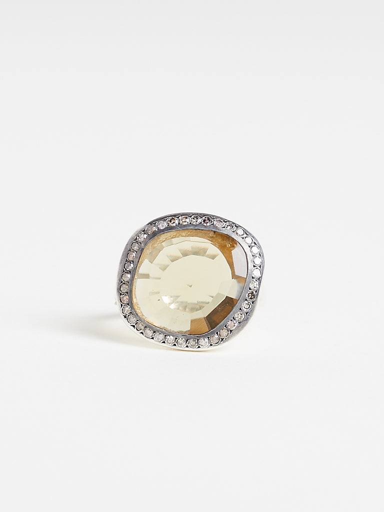 Rosa Maria - Junya Ring in Sterling Silver with Cognac Diamonds & Honey Quartz