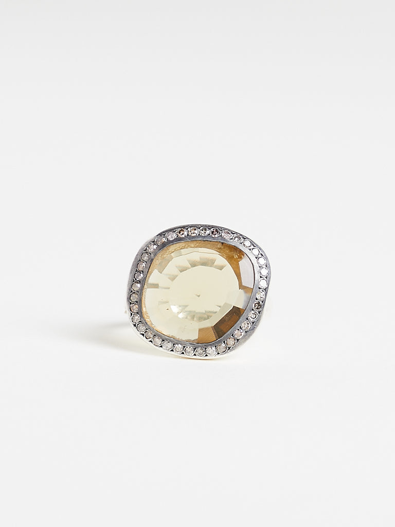 Rosa Maria - Junya Ring in Sterling Silver with Cognac Diamonds & Honey Quartz