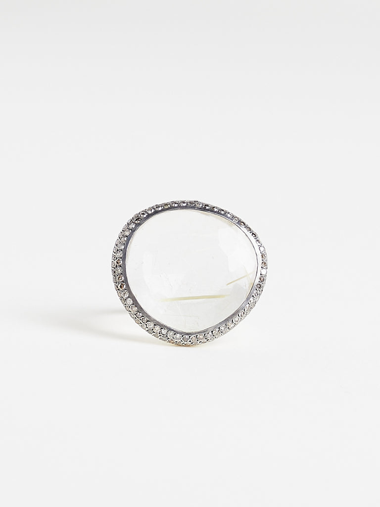 Rosa Maria - Fidji Ring in Sterling Silver with Cognac Diamonds & Golden Rutilated Quartz
