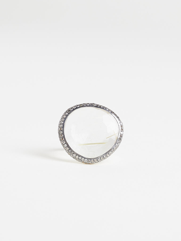 Rosa Maria - Fidji Ring in Sterling Silver with Cognac Diamonds & Golden Rutilated Quartz