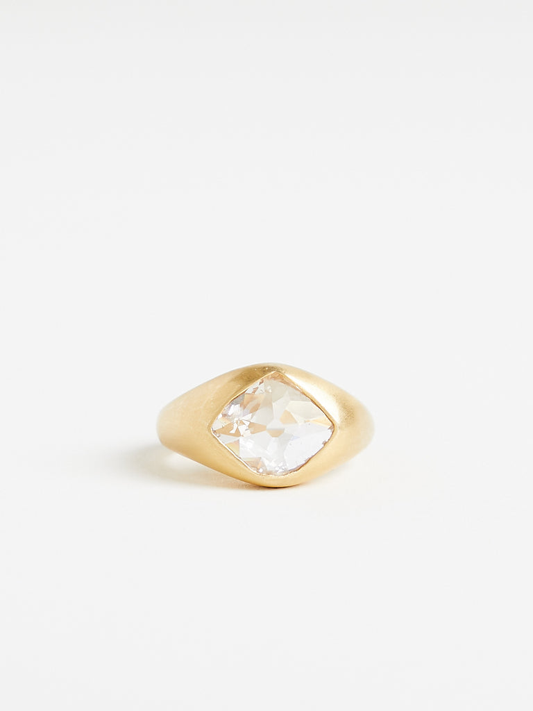Darius - One of a Kind Gem Signet Ring with Antique Rose Cut Fairmined 1.5ct Diamond in 18k Yellow Gold