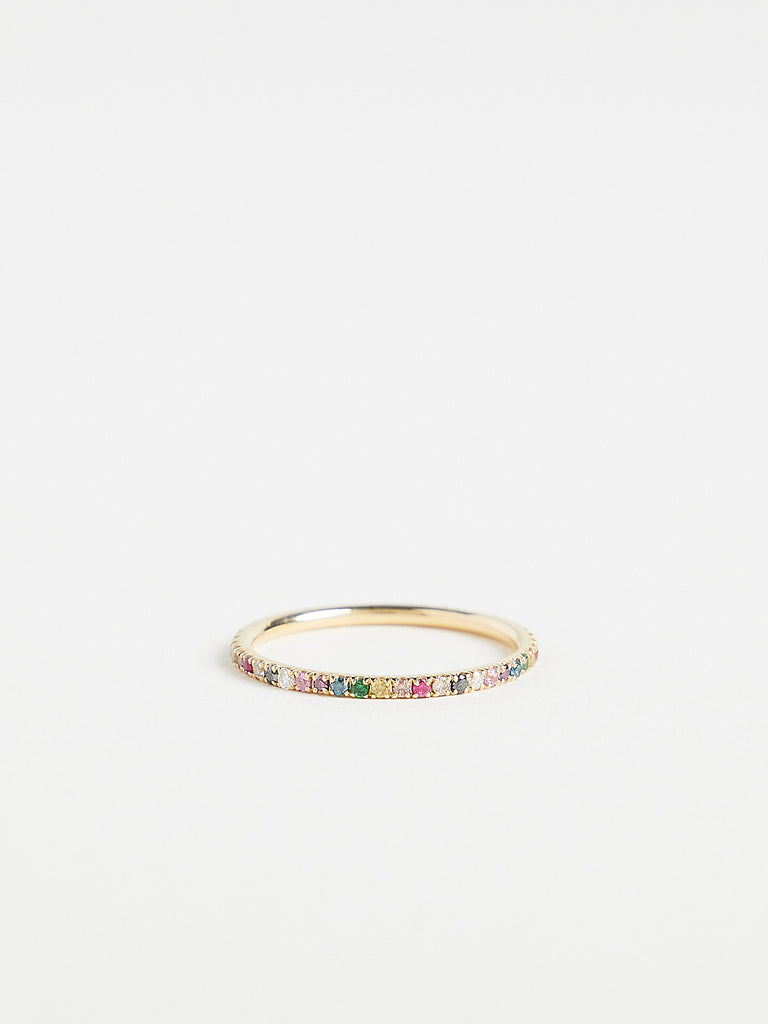 Ileana Makri - Thread Band with Multi Colour Stones on 18k Yellow Gold