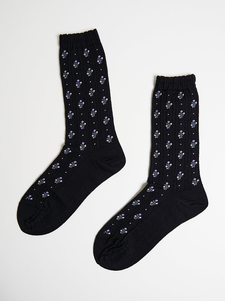 Antipast - Flower Stripe Socks in Black