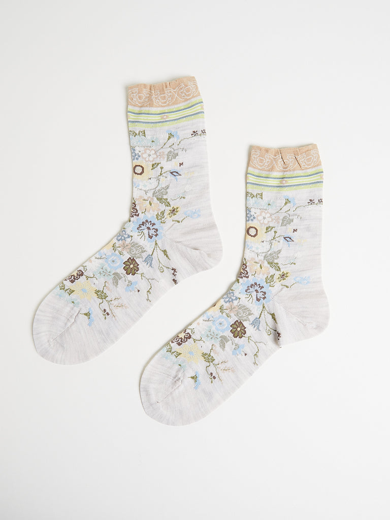 Antipast - Happy Flower Socks in Low White