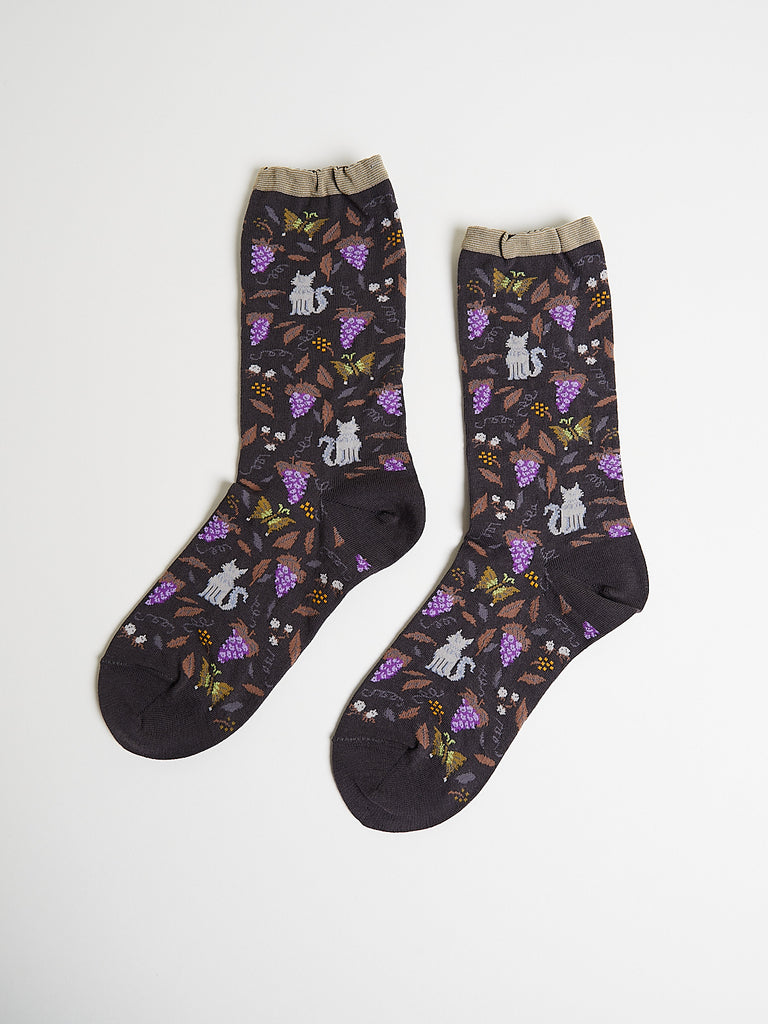 Antipast - Garden Cat Socks in Brown
