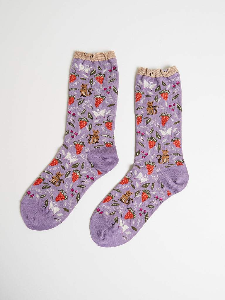 Antipast - Garden Cat Socks in Lavender