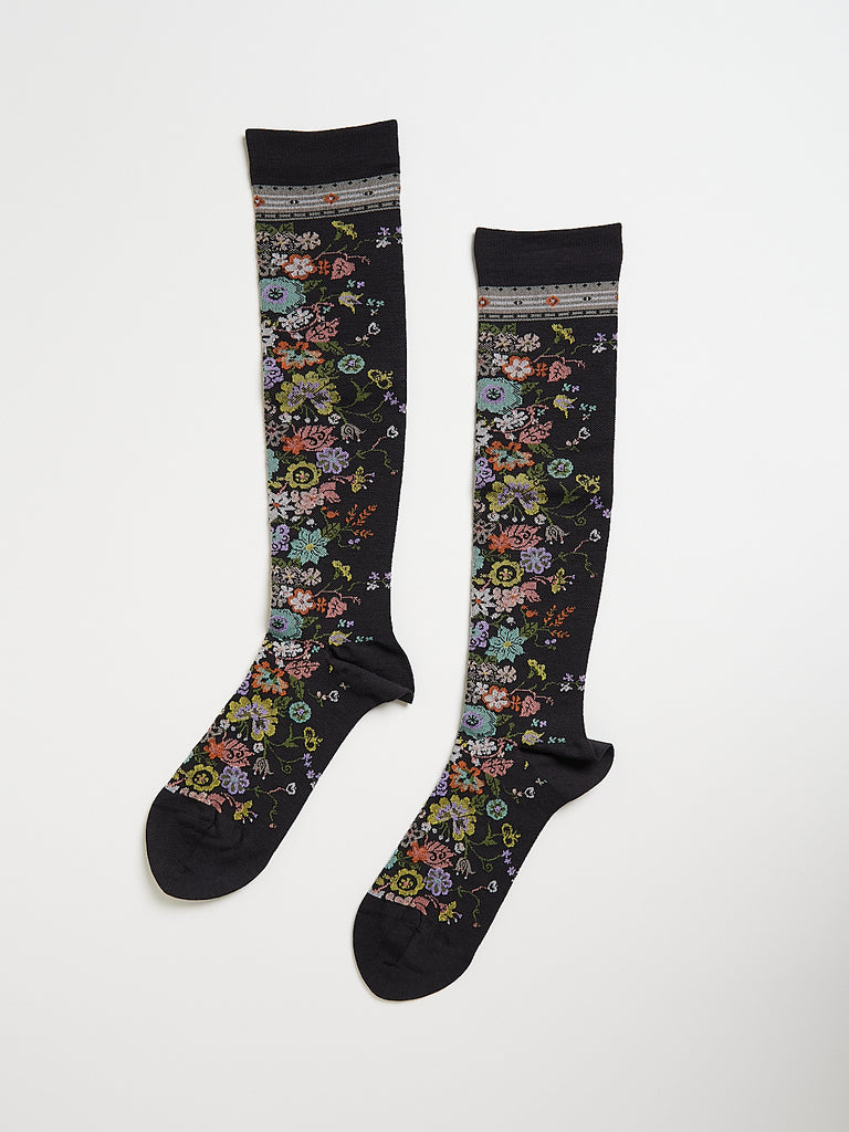 Antipast - Happy Flower High Socks in Brown