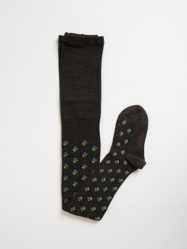 Antipast - Flower Stripe Tights in Brown