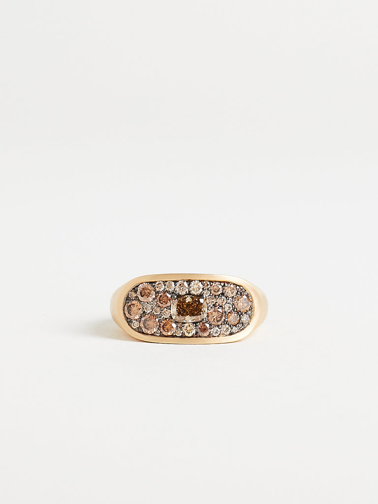 Shola Branson - Arc Ring with Brown Diamonds on 18k Yellow Gold