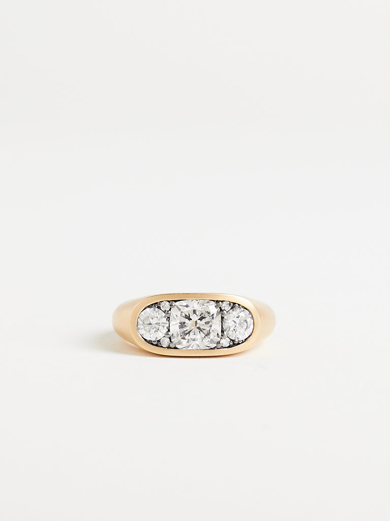 Shola Branson - Keystone Ring with White Diamonds on 18k Yellow Gold