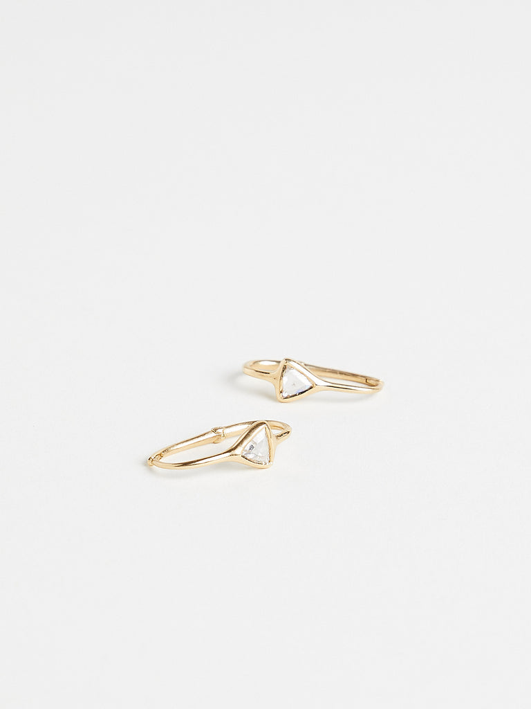 Myrto - Oval Hoop Earrings with 0.37ct Brown Diamond on 18k Yellow Gold