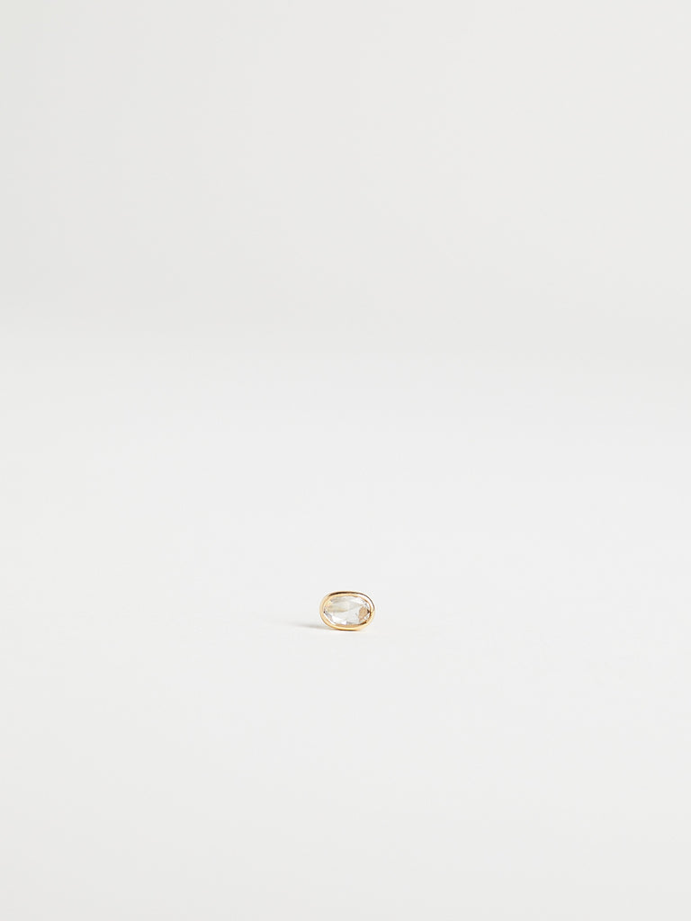 017 Oval Phoebe Single Stud with 0.26ct Brown Diamond on 18k Yellow Gold