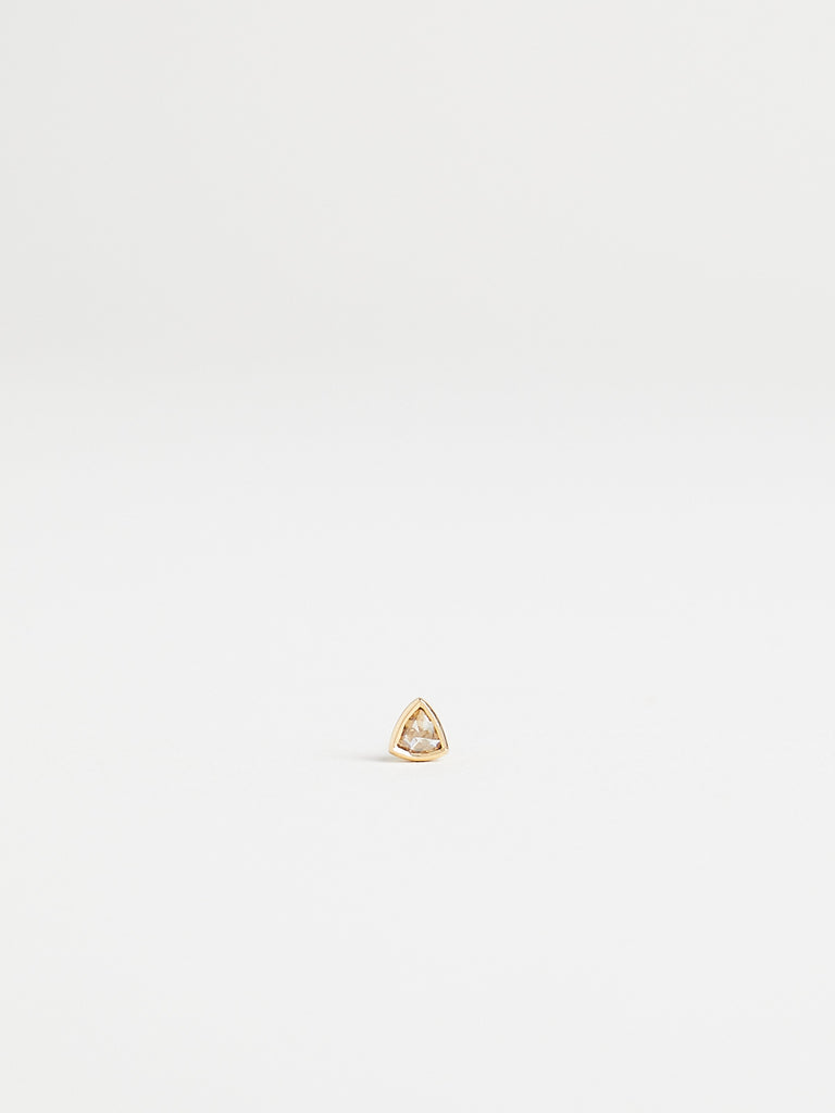 008 Triangle Phoebe Single Stud with 0.08ct Brown Diamond on 18k Yellow Gold