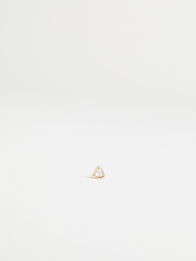 014 Triangle Phoebe Single Stud with 0.10ct Brown Diamond on 18k Yellow Gold