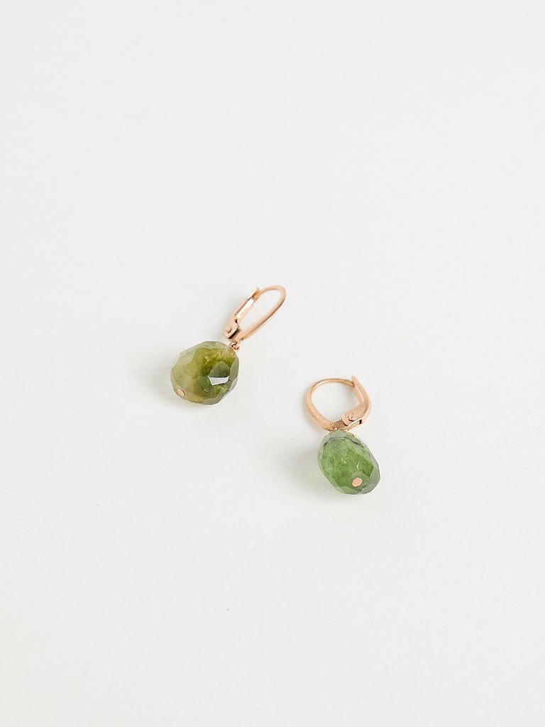 Anaconda - Candy Momo Earrings with 12.57ct Green Tourmaline on 9k Rose Gold