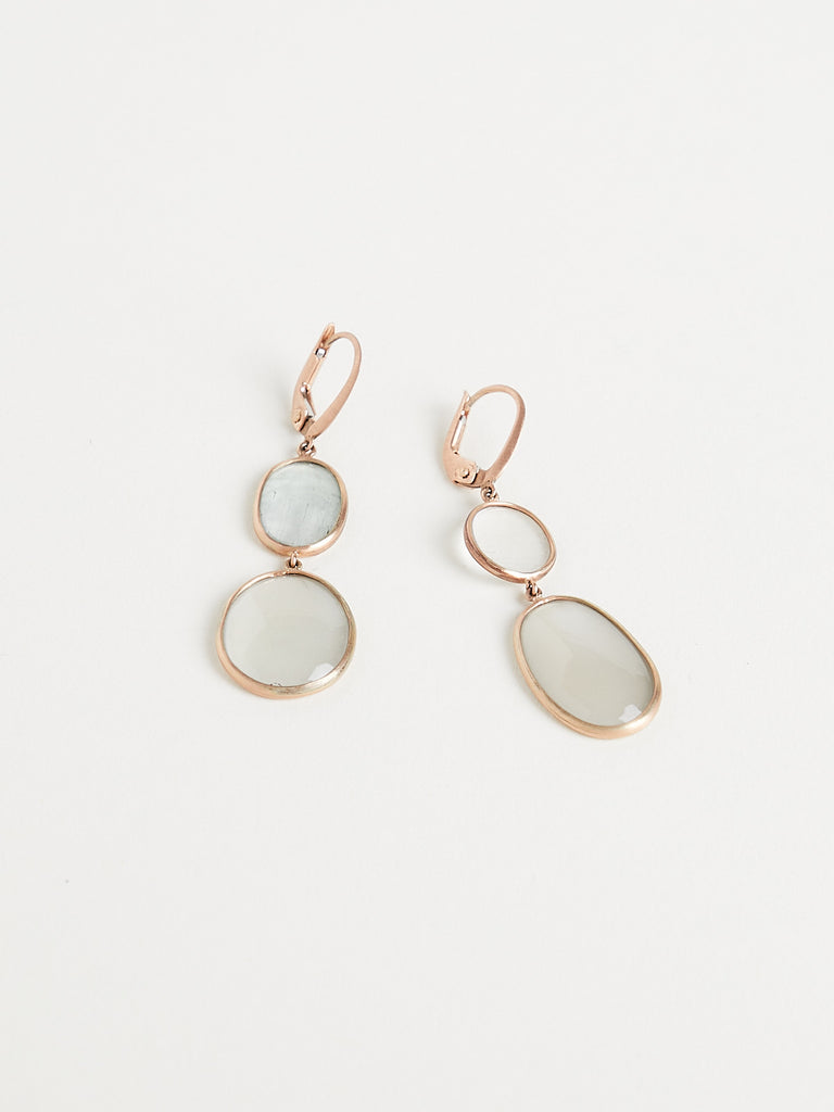 Anaconda - Dragonfly Momo Earrings with 12.9ct Moonstone and Tourmaline on 9k Rose Gold