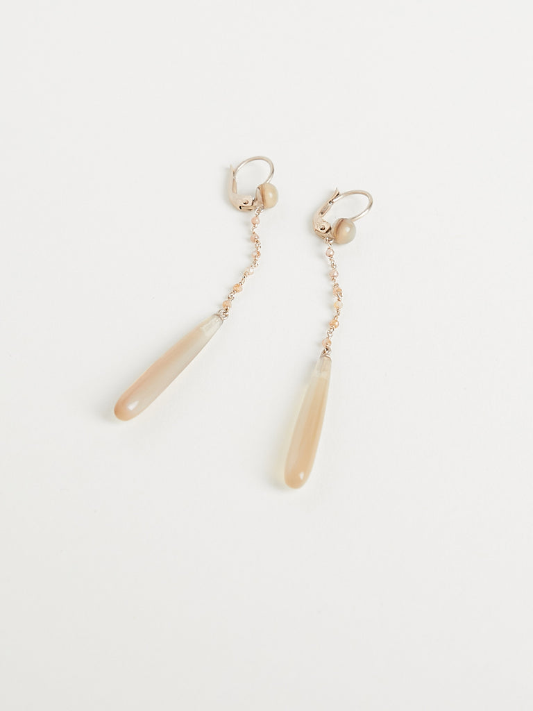 Anaconda - Mia Earrings with 5.6ct Blond Horn and 0.57ct Natural Zircon on 18k White Gold