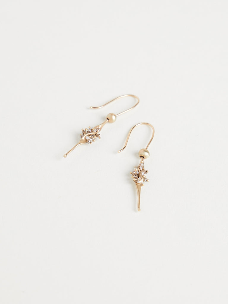 Ted Muehling - Mini Seaweed Earrings with Stones in 18k Yellow Gold