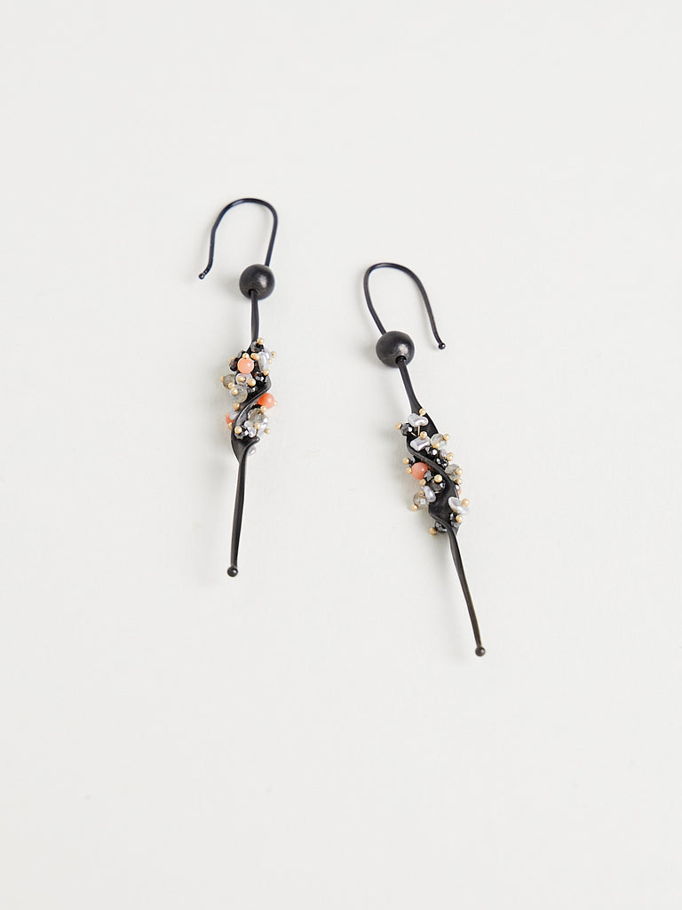 Ted Muehling - Black Seaweed Earrings with Stones